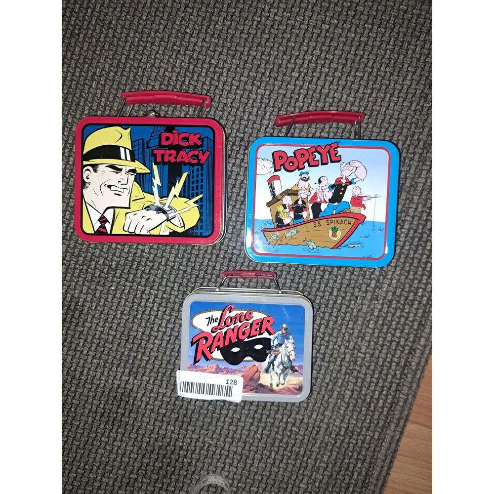3 Vintage NEW Never Used  Minature lunch boxes - Popeye-Dick Tracy & Lone Ranger